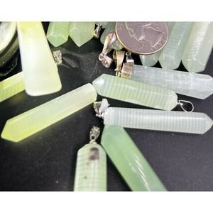 5 PCS Green Calcite Pendants Hooked Stainless Steel